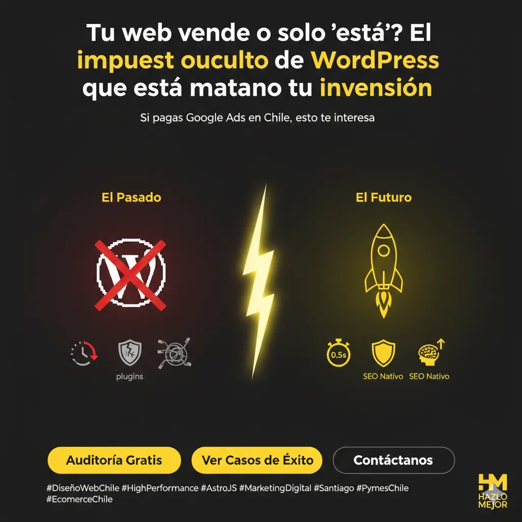 Tu web vende o solo &#8220;está&#8221;? El impuesto oculto de WordPress que está matando tu inversión.